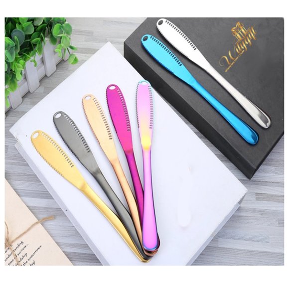 BLUE STAINLESS STEEL BUTTER SPREADER KNIFE - Picture 7 of 11